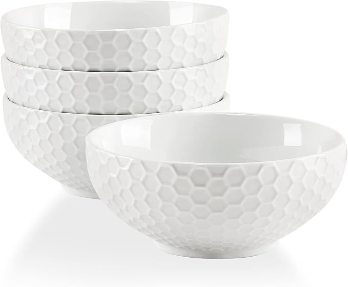 Buyajuju Cereal Soup Bowls, 20 Ounce White Bowls Set Porcelain Bowls by Buyajuju