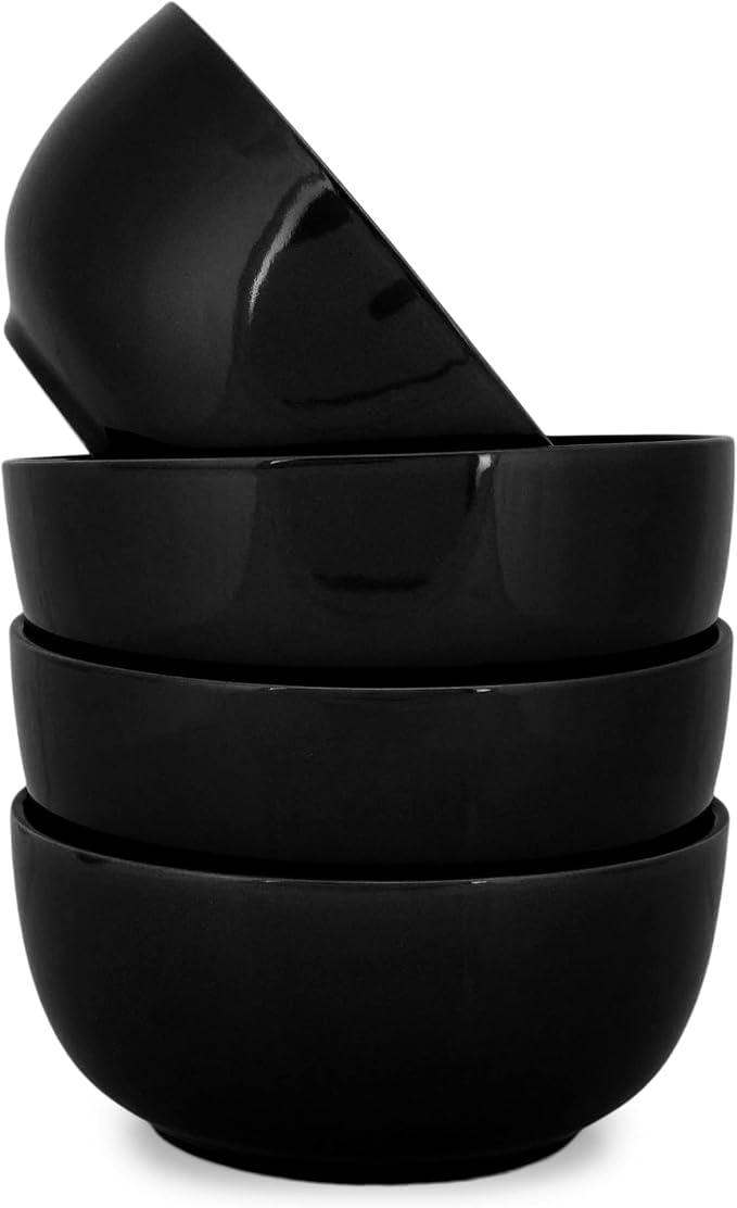 Elanze Designs Bistro Glossy Ceramic 6.5 inch Dinnerware Bowls Set of 4 by ElanzeDesigns