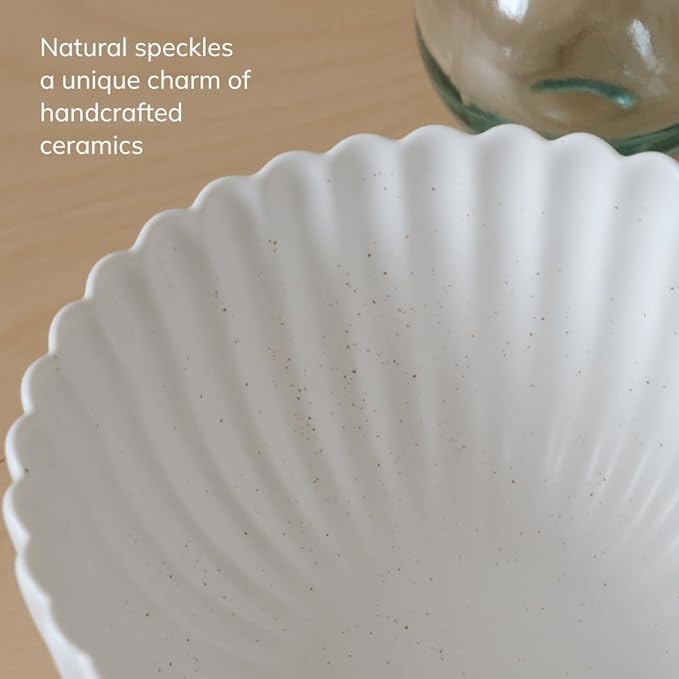 WENSHUO Flower-Shaped Daisy Bowl Set, 5.5-Inch, 17oz, Pack of 4 (Nacre White)