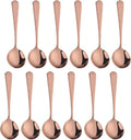 Broth Round Spoon Set, 12-Piece Reusable Stainless Steel Dinner Table Cereal by BISDARUN