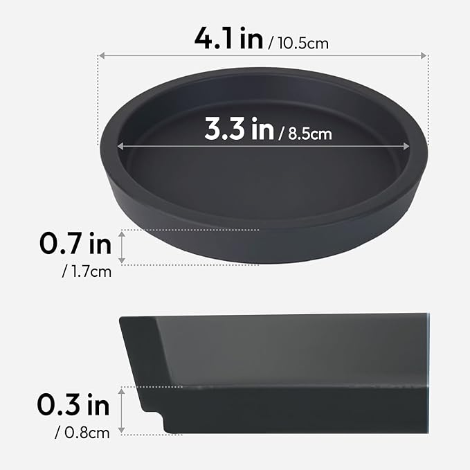 Carrotez Thick Silicone Coasters for Drinks, Round Bulky Cup Coasters for Coffee Table, Desk, Set of 2 - Black