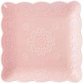YBKTEX Ceramic Plate, Square Embossed Lace Plate by YBK+Tech
