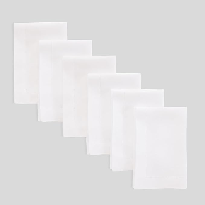 Solino Home White Linen Napkins Set of 6-100% Pure Linen Cloth Washable Dinner Napkins 20 x 20 Inch for Fall, Autumn, Halloween, Thanksgiving, Christmas, Holiday - Fete