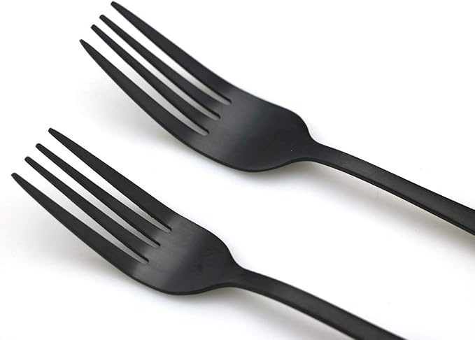 JASHII Modern Royal 5 Pcs Matte Black 18/10 Stainless Steel Utensils Cutlery Dinnerware Set w/Drinking Straw, Knife Fork and Spoon Flatware Set for Wedding Festival Christmas Party Service for 1