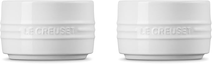 Le Creuset Stoneware Round Ramekin Straight Wall Set of 2, 7 oz. Each, White