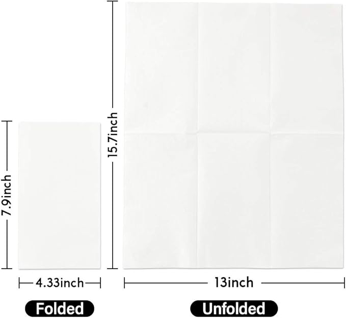 Vplus 200 Pack Premium Quality Guest Towels Disposable Dinner Napkins Soft, Absorbent, Party Napkins for Wedding Reception,Parties, Dinners or Catering Events，and Everyday Use (White, 200)