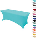 6FT Table Cloth for Rectangular Fitted Events Stretch Sky Blue Table Covers Washable Spandex Tablecloth Protector for Party, Wedding, Cocktail, Banquet, Festival