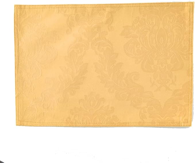 Place Mats Set of 8 – Rectangle Rectangular Waterproof Fabric Polyester Cloth Washable Wipeable Heat Resistant Placemats for Kitchen Dining Dinner Table Indoor 13 X 19 Inch Gold
