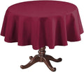 H.VERSAILTEX Linen Textured Table Cloths Round 60 Inch Premium Solid Tablecloth Spill-Proof Waterproof Table Cover for Dining Buffet Feature Extra Soft and Thick Fabric Wrinkle Free, Christmas Red