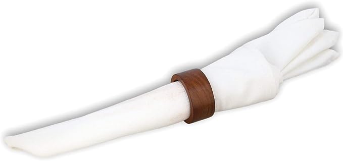 Handmade Wood Napkin Ring Set - Image 2