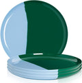 Thomas Fuchs Creative 1/2 & 1/2 Melamine Side Plates Set of 4, Chip and Break-Resistant, Durable Salad Plates, Kid-Friendly Dessert Plates for Indoor and Outdoor, Dishwasher Safe, Green/Sky Blue