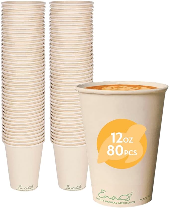 100% Compostable Disposable Coffee Cups Paper Cups Made from Bamboo, by EarthsNaturalAlternative