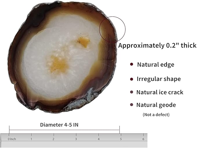 Natural Agate Coaster for Drinks Sliced Geode Coasters with Rubber Bumpers 4-5" Home Decoration for Coffee Wine or Bar Glasses Set of 4