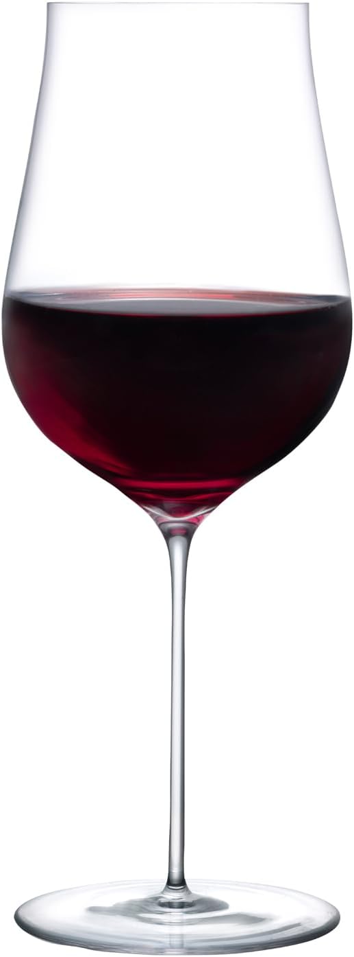 NUDE Red Wine Glass, Ghost Zero Tulip – Crystal Long Stem Red Wine Glass for Medium to Full Bodied Red Wines, Curvaceous Bowl with Tapered Rim, Lead-Free, Dishwasher Safe, 17 oz