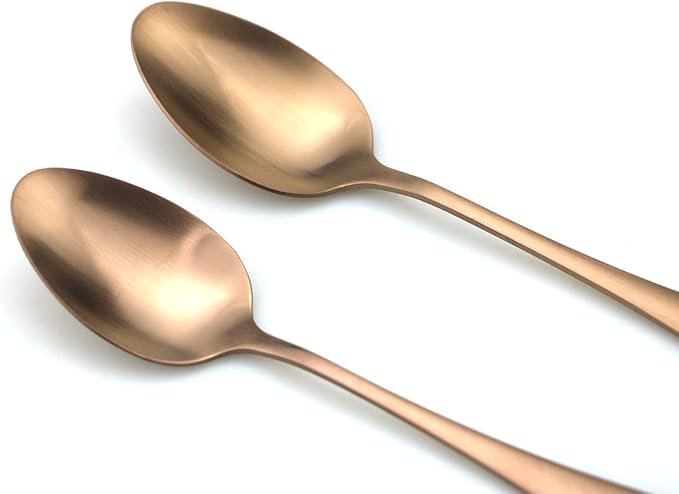 JASHII Modern Royal 20 Pcs Matte Rose Gold 18/10 Stainless Steel Utensils Cutlery Dinnerware Set w/ 4 Pcs Straw, Knife Fork and Spoon Flatware Set for Wedding Festival Christmas Party Service for 4