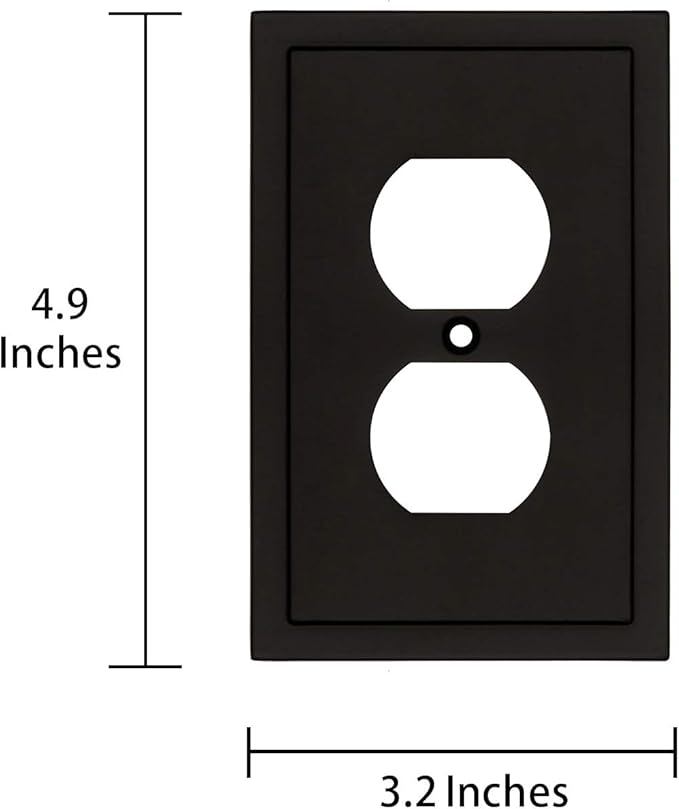 Modern Edge Decorative Wall Plate Switch Plate Outlet Cover, Durable Solid Zinc Alloy (Single Duplex 3PK, Matte Black)