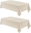2 Pack Rectangle Tablecloth, 60x104 inch, Water Resistant Wrinkle Free Linen Textured Table Cloth Washable, Decorative Fabric Table Cover for Dining, Party and Camping, Beige