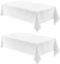 2 Pack Rectangle Tablecloth, 60x104 inch, Water Resistant Wrinkle Free Linen Textured Table Cloth Washable, Decorative Fabric Table Cover for Dining, Party and Camping, White