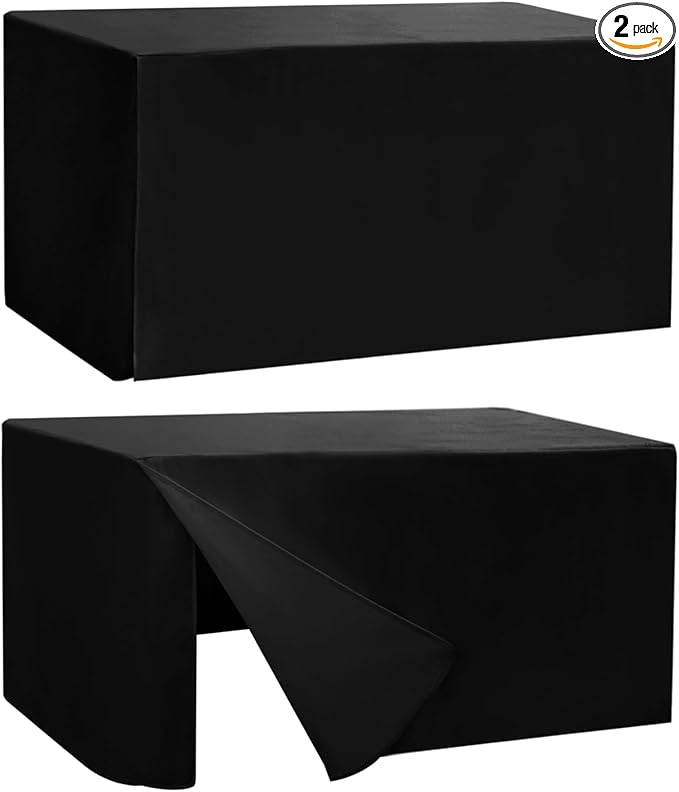 HolidayIdeas Fitted Table Covers for 6 Foot Tables - 72 x 30 Inch - 2 Pack Rectangle Table Clothes Versatile Fabric Table Cover for Folding Table, Parties, Holiday Dinner, Trade Show (Black)