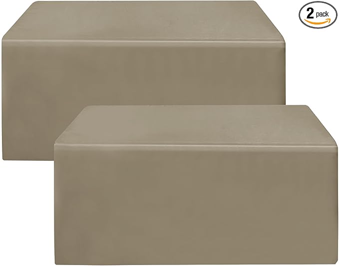 HolidayIdeas 2 Pack Fitted Tableclothes - 48 x 24 Inch - Taupe Rectangle Tablecloths for 4 Foot Tables, Polyester Fabric Table Covers for Parties, Holiday Dinner, Wedding, Trade Show