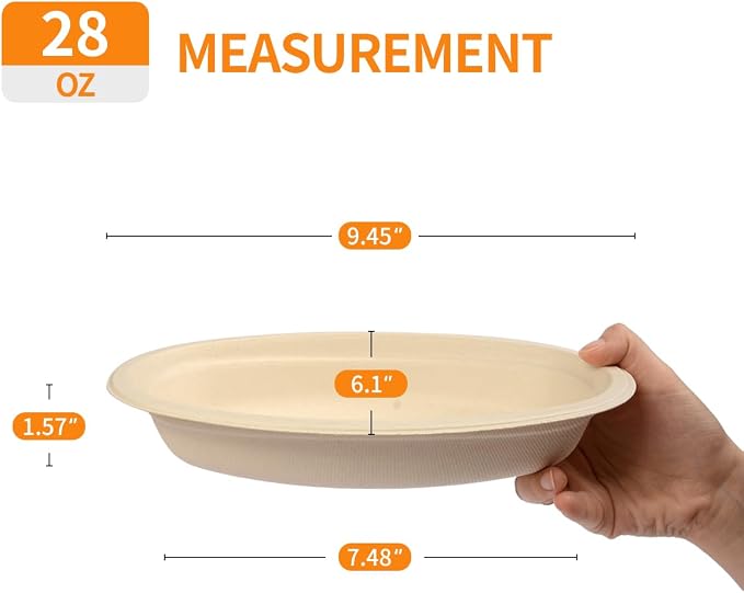 28 oz Oval Paper Bowls 100 Pack - Image 3