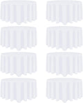 8 Pack White Round Tablecloth 108 Inch White Table Cloth Stain and Wrinkle Resistant Reusable and Washable Polyester Fabric Table Covers for Buffet Wedding Party and Banquet