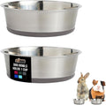GORILLA GRIP Dog Bowls, Holds 1 Cup Each (8 fl oz), Heavy Duty Stainless Steel Food and Water Bowl for Feeding Dogs and Cats, Dishwasher Safe, Rust Resistant Metal, BPA Free Rubber Base, Set of 2 Gray
