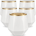 Oojami 40 Pack Disposable Plastic Wine Glasses Gold Rim 12 Oz | Diamond by Oojami