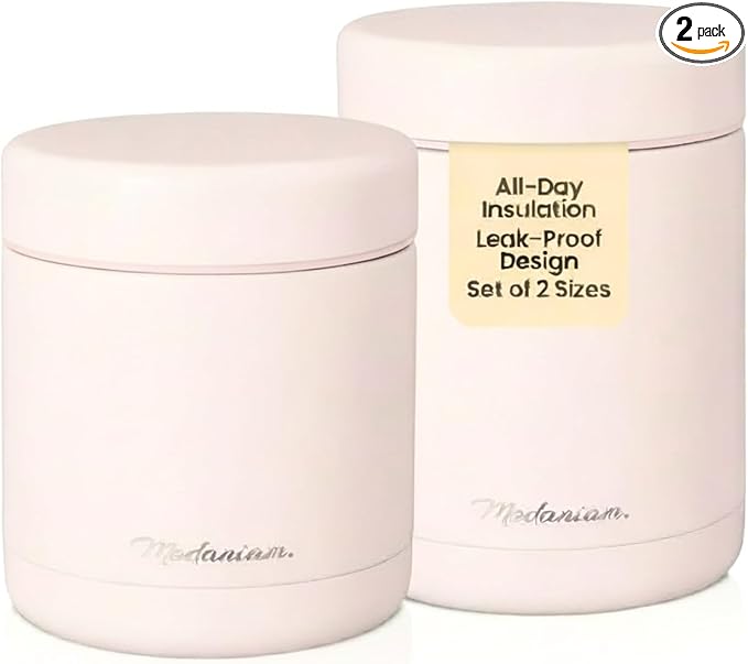 Stainless Steel Insulated Food Jar Set of 2 (16oz + 12oz) | Wide Mouth | Soup Thermo for Hot Food Lunch Container | Thermal LunchBox | Insulated Soup Bowl | Hot and Cold Lunch Box for Adults |