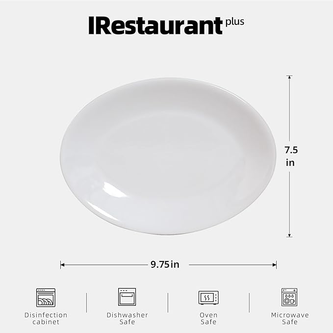 Stoneware Coupe Commercial Grade Dinnerware Bright White Oval Platter 9.75" x 7.5", Case of 24