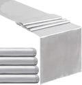 5 Pcs Silver Satin Table Runners 12x108 inch Bright Satin Silk Fabric | Smooth by B-COOL