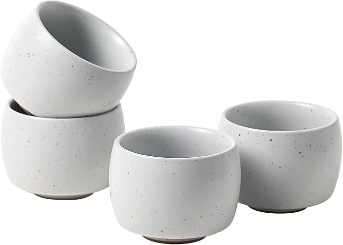 Rural Style Small Ceramic Espresso Cups Set of 4 Coffee Mugs 5oz White | Tea - Image 2