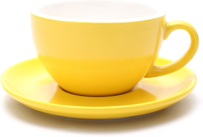 Coffeezone Latte Art Cappuccino Barista Cup and Saucer, New Bone China by Coffeezone
