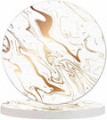Liquid Marble Texture Coasters for Drinks 2 Pack Water Wave Curve Modern Doodle White Gold Oil Stain Line Tabletop Protection Kitchen and Coffee Table Décor & Accessories,Set of 2