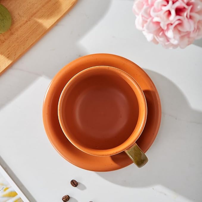 Coffeezone Vintage Design 12 oz Ceramic Latte Art Cappuccino Barista Cup - Image 4