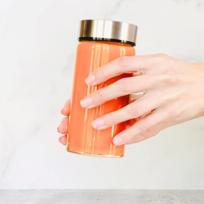 Juice Bottles - 4 Pack Wide Mouth Glass Bottles & Stainless Steel Lids - Image 3