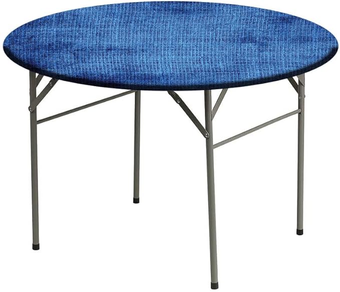 Elastic Tablecloth, Navy Blue Deco Decorative Fabric Table Cover for, Faded Burlap Texture Old Fashioned Grunge, Fit Round Tables 23inch Diameter, Buffet Table/Parties/Holiday Dinner, Royal Blue