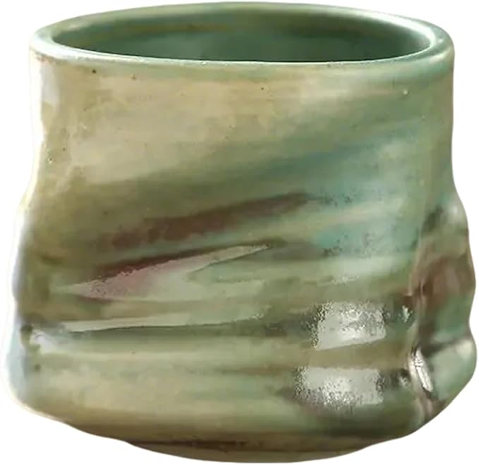 Unique Glaze Coffee Cups Set, Handleless Teacup Retro Coarse Ceramic Mugs by CZMYCBG