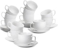 BTaT- Cappuccino Cups with Saucers 8 oz, Au Lait, Flat White, Dishwasher by BrewToATea