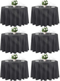 Cuckan 120 Inch Round Tablecloth, 6 Pack Black Stain Resistant and Wrinkle-Free Polyester Table Cover for Wedding, Banquet, Party, Restaurant – [Black ], [6-Pack]