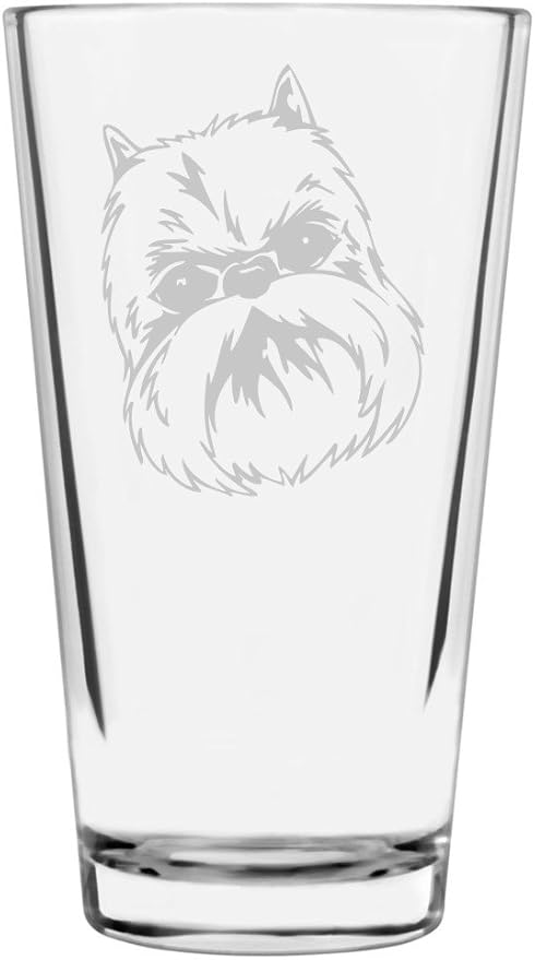 Griffon Bruxellois (Brussels) Dog Themed Etched All Purpose 16oz Pint Glass
