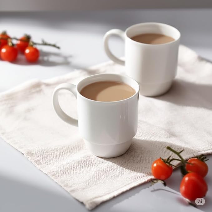 Stackable Porcelain Coffee Mug Set of 4 – 20oz Jumbo Capacity, Space-Saving - Image 8