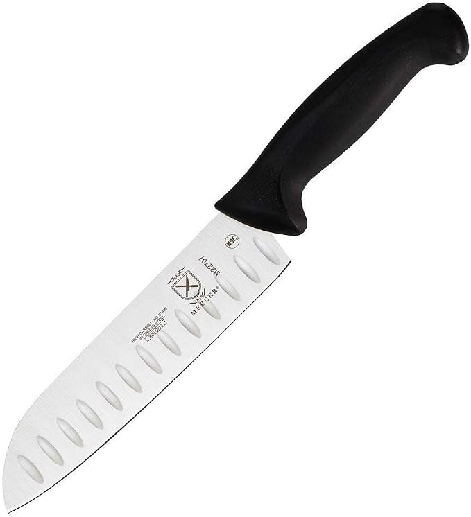 Mercer Culinary M22707 Millennia Black Handle, 7-Inch Granton Edge, Santoku by MercerCulinary