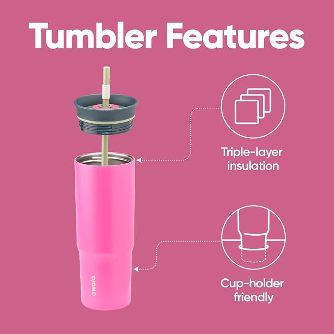 Owala Tumbler Stainless Steel Water Bottle 24 oz Watermelon Breeze | 2-in-1 - Image 2