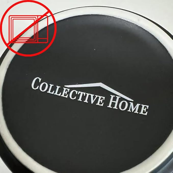 COLLECTIVE HOME Black Ceramic Coffee Mug, 15 oz Golden Monogram Tea Cup | - Image 2