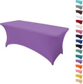 4FT Table Cloth for Rectangular Fitted Events Stretch Light Purple Table Covers Washable Spandex Tablecloth Protector for Party, Wedding, Cocktail, Banquet, Festival