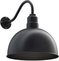 Steel Lighting Co. Hollywood Bowl Light | Outdoor Wall Mounted | 15 inch Bowl Dome | 16 inch Gooseneck | Barn Light Made in America | Matte Black Exterior/Matte Black Interior