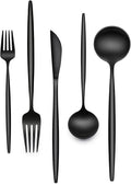 60-Piece 12 Setting Black Silverware, Food-Grade Stainless Steel Flatware by EWFEN