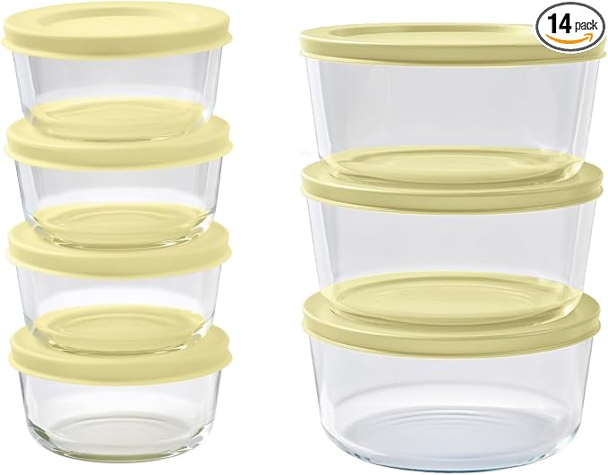 14-Piece Glass Food Storage Containers Set | 1-Cup & 4-Cup, Leakproof | by DuraLiving