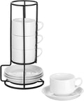 YOLIFE 2.5oz Espresso Cups, Stackable Espresso Cups Set of 4 | Porcelain by YOLIFE